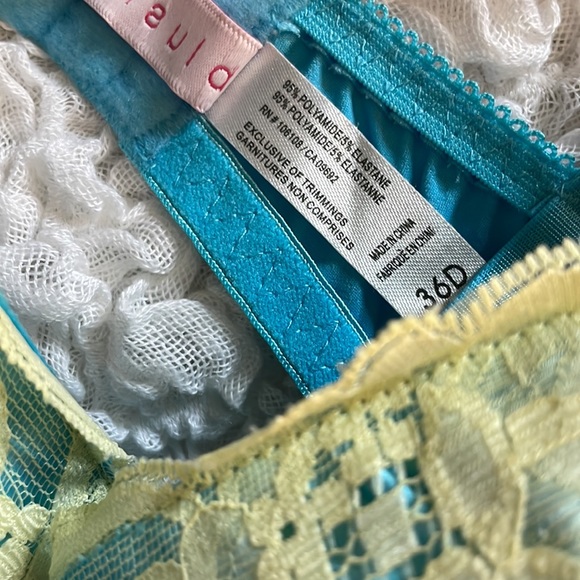 Blue & Yellow Satin Finish Bra - Picture 6 of 8